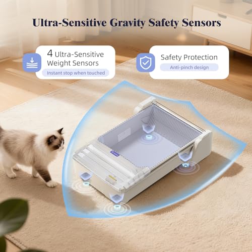 Robotail Open Top Automatic Litter Box, Self Cleaning Cat Litter Box with Roomy Space for Large Cats+Vis Waste Bin, XXL Electric Cat Litter Box Automatic Cleaning for Multi Cats, Auto Litter Box - Image 4