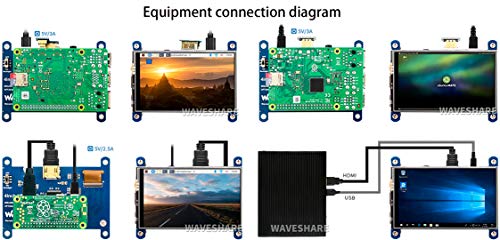 Image of waveshare 4 inch HDMI LCD IPS Display 800x480 Resolution Resistive Touch Screen HDMI Interface for Raspberry Pi 4B /3B+ /3B /2B /B+ /A+ /Zero W,Support Raspbian /Ubuntu /Kali /Retropie
