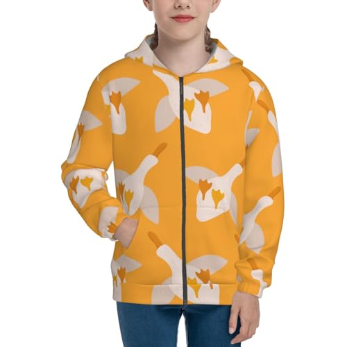 Flying Ducks Kid Hoodies Boys Zip Up Sweatshirts Girls Pullover with Pocket3