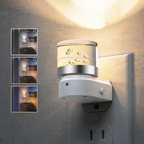 Image of L LOHAS LED Night Lights Plug into Wall, 2 Pack 3000K /4000k /5000K Adjustable Color Temperature Bubble Night Light, Dusk to Dawn Sensor for Hallway, Bathroom, Rooms