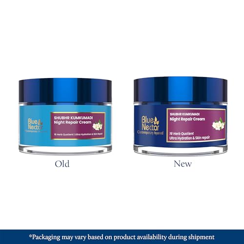 Blue Nectar Kumkumadi Night Cream for Women for Glowing Skin Plant Based Brightening Night Cream for Oily Dry Combination Skin (16 Herbs, 50g)
