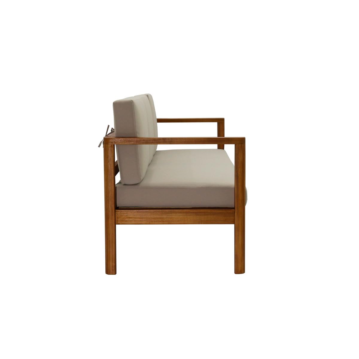Miliboo Canapé de Jardin 3 Places en Bois Massif et Coussins déhoussables Taupe L190 cm AKIS