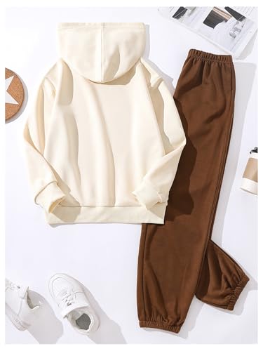 Image of SweatyRocks Girl's 2 Piece Outfits Long Sleeve Graphic Hoodies Sweatshirts and Pants Set Multicolor 8Y
