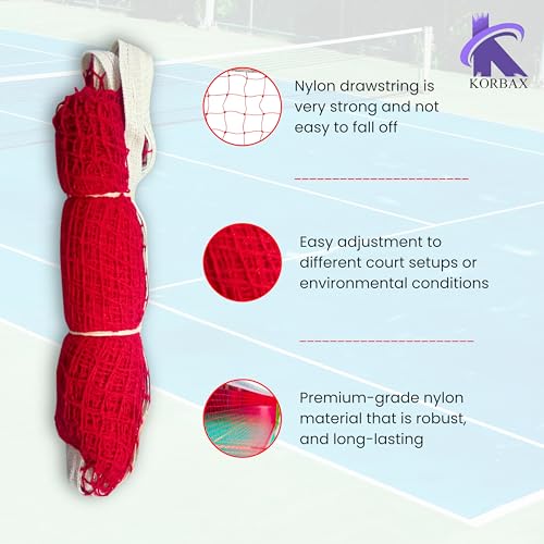 Image of Korbax Nylon Tape One Side Border Beginner Badminton Net (21 * 2.2 Feet) for Sports, Training, Practice and Fun