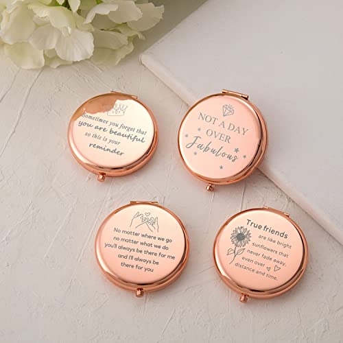 Casfine Birthday Gifts For Women Christmas| Personalized Inspirational Gifts For Women Friends | Rose Gold Engraved Compact Mirror Gift Ideas | Womens Birthday Gifts For Friend Female #TOP4
