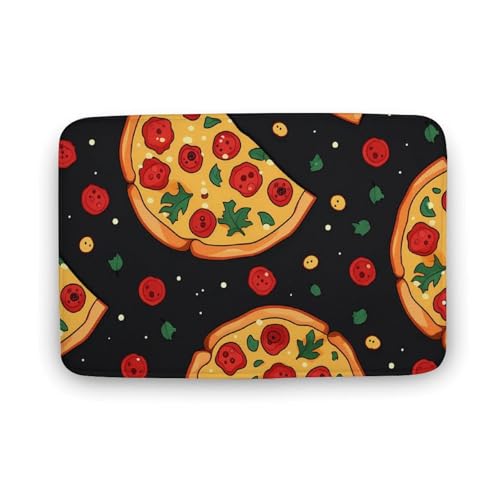 Food Pizza Coral Velvet Rugs Non-Slip Bathroom Rugs Soft Kitchen Rug Floor Carpet for Home Decor 19.7