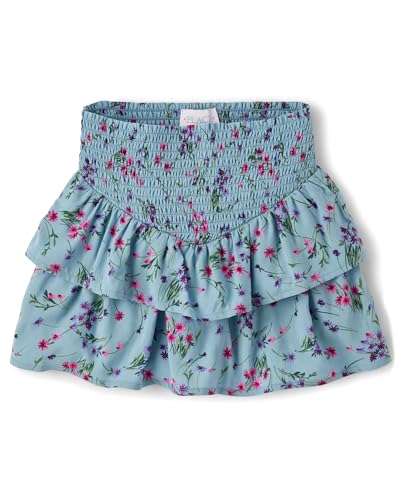 The Children's Place,Girls,Pull On Everyday Skorts,Blue Floral Smocked,Medium