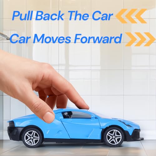 Image of Metal Die-Cast Sports Car | 1:37 Scale | Collectible Model | Durable Metal Body | Miniature Toy Vehicle | Classic Bug Design | Blue