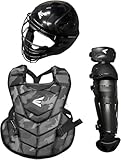 Easton | Black Magic 3.0 Youth Baseball Catcher Gear Set | Helmet, Chest Protector & Leg Guards | Multiple Sizes/Colors (Black Camo, Medium)