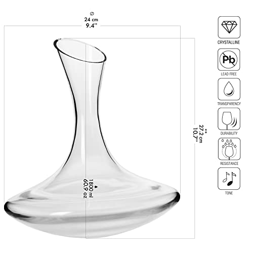 Image of Krosno Wine Decanter, 60.9 oz, Avant-Garde Collection | Carafe for Wine or Alcohol, Lead-Free Crystal Glass, Wine Dispenser, Glass Wine Bottle