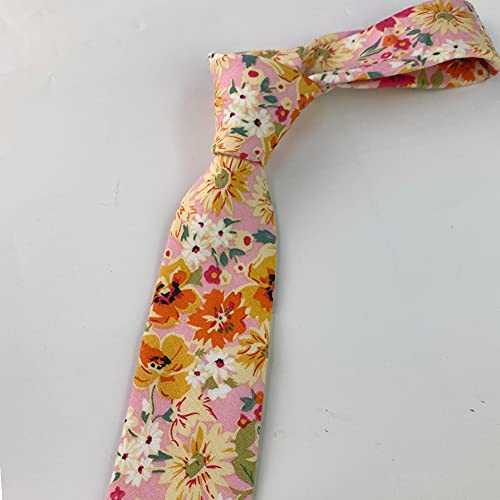Image of Mantieqingway Floral Ties for Men Skinny Cotton Tie Flower Necktie