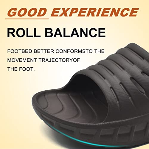 Kuailu Mens Recovery Sandals Sport Comfortable Arch Support Archies Cushioned Athletic Slides Orthopedic Plantar Fasciitis Open Toe Slip On Sliders Runner Running Active Exercise Sandels Brown Size 11 #TOP3