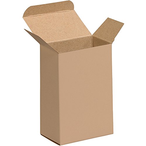 Image of Aviditi Kraft Brown Folding Gift Boxes, 3 1 /2 inch x 2 1 /2 inch x 5 1 /2 inch, Pack of 250, Easy to Assemble Reverse Tuck Carton, for Small Gifts or Parts