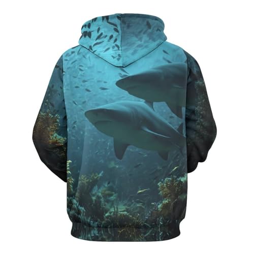 Sweat requin 3D pull bleu confortable pour affronter le vent avec style - 4