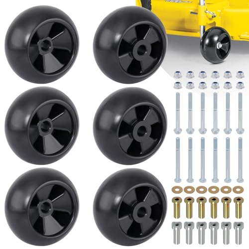 Lawn Mower Deck Wheels 6 Pack Deck Wheels with Full Accessories Kit Replace for John Deere AM116299 AM125172 AM133602 M111489 Replace for MTD 734-04039 753-04856 734-3058
