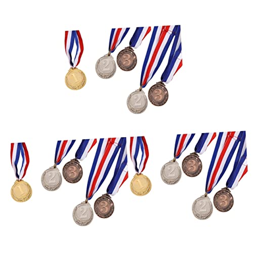Toyvian - Toyvian 15pcs Competition Medal for Boys and Girls Sports Academics Metal Award Medals Necklace Style Diameter