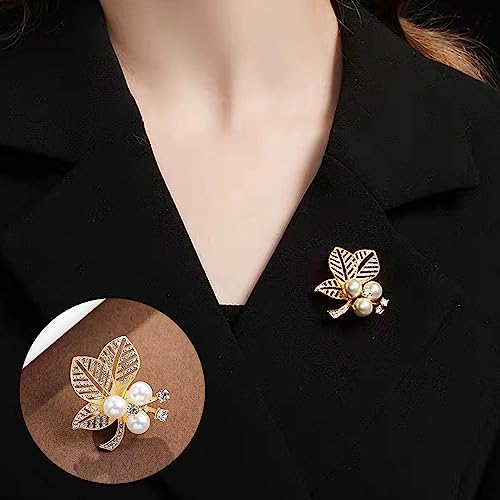 Image of Crystal Pearl Flower Brooches Pins Fashion Beautiful Created Rhinestone Floral Brooch Good Idea for Party Dance Wedding Banquet for Elegant Women Girl