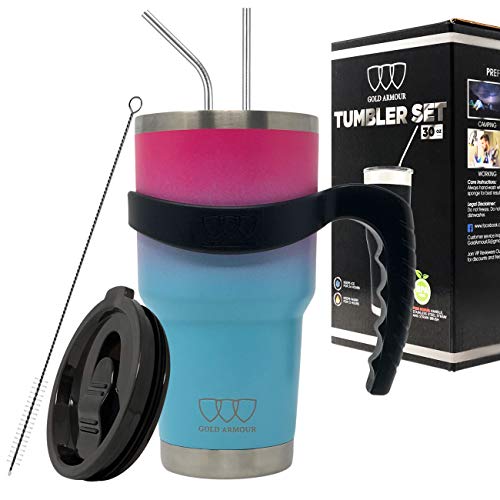 Gold Armour 30 oz Tumbler - 6 Piece Stainless Steel Insulated Water