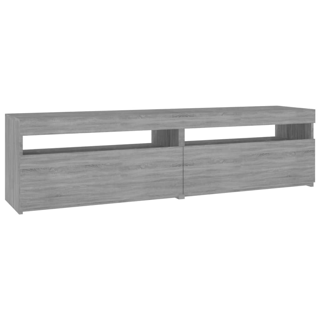 vidaXL 2x TV Cabinet with LED Lights TV Console Stand Unit Media Cabinet Sideboard Living Room Entertainment Centre Furniture Grey Sonoma