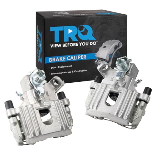 Image of TRQ Rear Driver and Passenger Side Brake Caliper Set Caliper Brackets Hardware Compatible with 04-06 Mini Cooper, 07-08 Mini Cooper Convertible, 03 from 4-01-03 Production Date