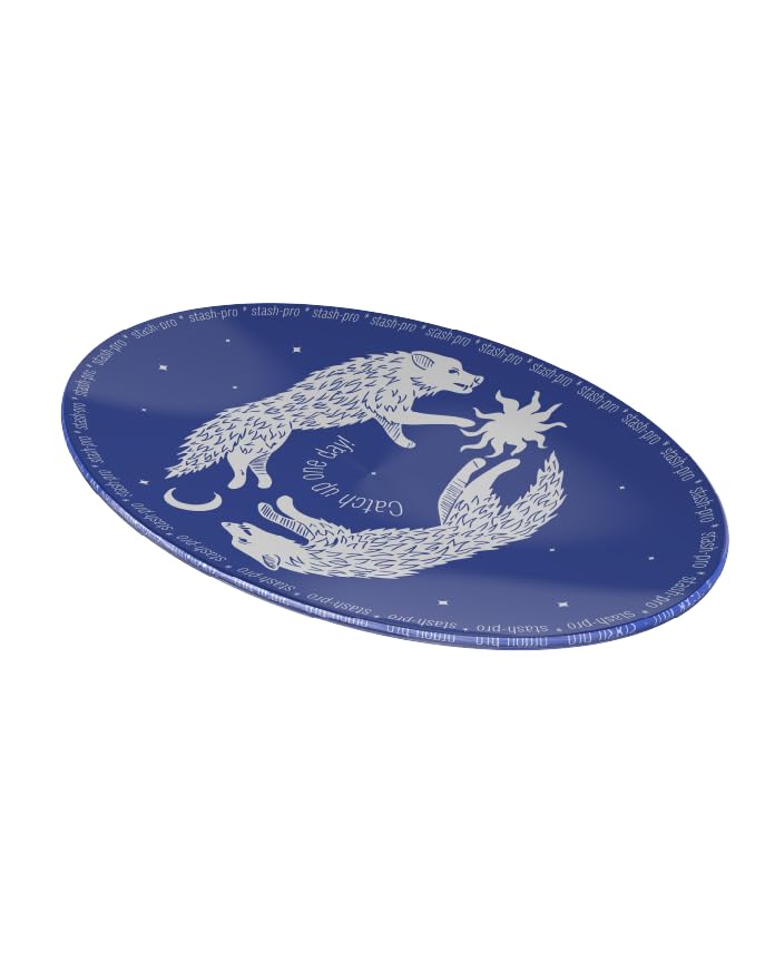 Image of Stash-Pro Toughened Glass Oval Tray - 15.5 x 10.5 cm - Heat Resistant, Easy to Clean, Durable Design (Blue Wolf)