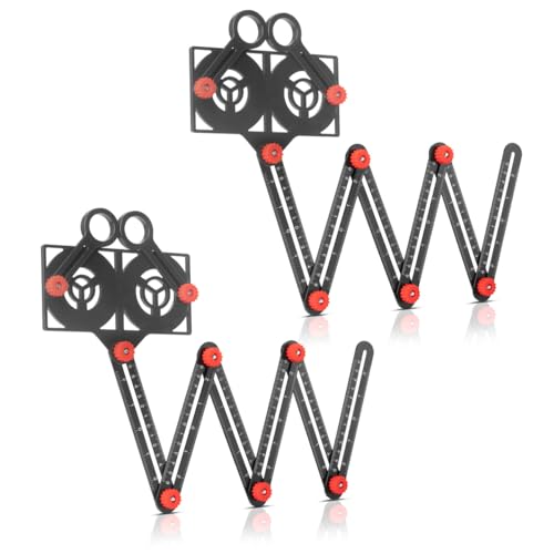 STAHLWERK 2 reglas de medición multiángulo 6 en 1 para crear plantillas con precisión, guía de aluminio, plantilla de ángulo, calibrador de contornos, herramienta de medición de aluminio