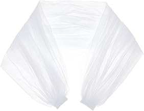 BENECREAT Detachable Tulle Shawl 90cm White Wedding Tulle Sleeves Lace Transparent Puff Sleeves Dress for Wedding, Costume, Formal End of Year Party, White