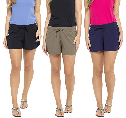 Ladies 3 Pack Cool Cotton Blend Summer Shorts Lounge Beach Shorts UK Sizes 8-22