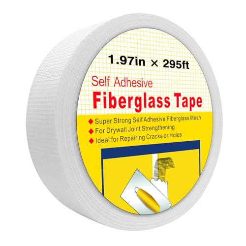 UNRUNFO 1.97"-by-295Ft Drywall Mesh Tape - Fiberglass Mesh Tape Self-Adhesive, Drywall Joint Tape for Wall Seaming and Crack Repair
