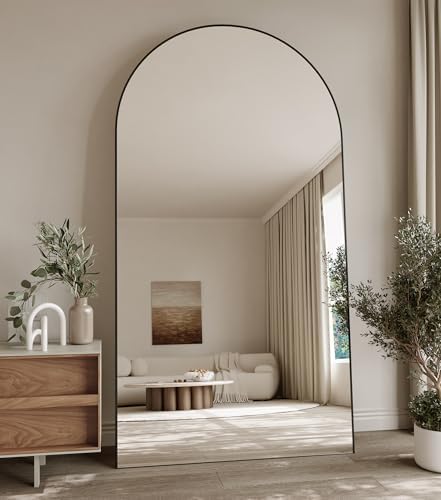Koonmi 38"x77" Arched Full Length Mirror, Black Large Floor Mirro...