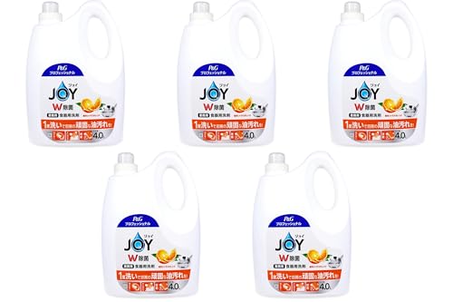 業務用 ジョイ W除菌 食器用洗剤 贅沢シトラスオレンジの香り 4L 油汚れ 除菌 食器洗い 厨房用洗剤 スポンジ洗浄 泡立ち簡単 泡切れ良好 頑固な汚れ シトラスオレンジ 香り豊か 食器除菌 洗剤業務用 (4L×5本)