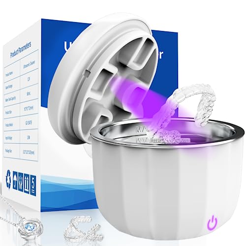Portable Ultrasonic UVC Retainer Cleaner,Dental Cleaning Machine for Aligner, Whitening Trays, Night Dental Mouth Guard, Mini Cleaning Machine for Jewelry, Diamonds, All Dental Appliances