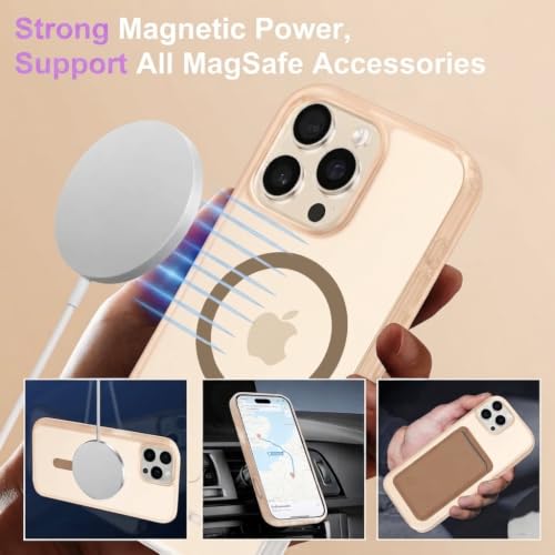 Image of DIZORO Matte Case for iPhone 16 Pro Compatible with MagSafe, Camera Lens Full Protection, Shockproof Translucent Frosted TPU Soft Phone Cover, Anti-Fingerprint (Desert)