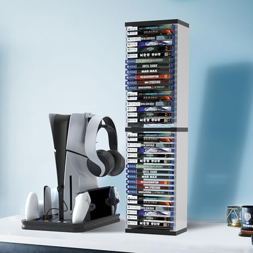 image for ECHZOVE Game Card Box Storage Stand for PS5 Xbox Games, Storage Tower 
