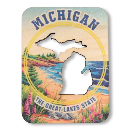 Imán de Madera con Forma de Michigan 3 x 2.25 pulgadas miniatura 1