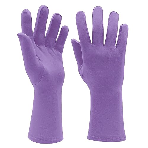 Howriis Men's and Women's 9'' Spandex Stretchy Short Gloves Full Finger Wrist Length Halloween Costume Party Gloves (Lavender, 24cm)