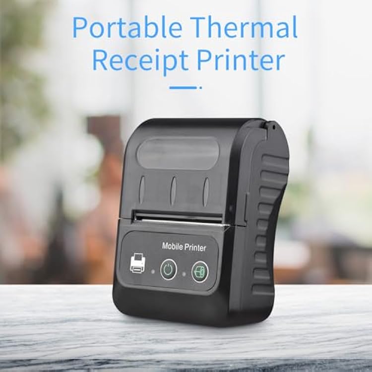 Receipt Printer, 58mm Thermal Printer 2 inch Portable Mini Mobile Pocket Printers with 1 Thermal Paper Roll, USB BT Connection Compatible with/Android for Office