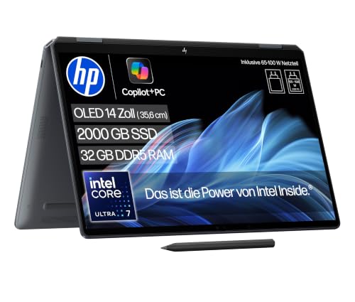 HP OmniBook Ultra Flip, Convertible Copilot+ PC, 14 Zoll 2,8K OLED Touchscreen 300 Nits, Intel Core Ultra 7 258V, 32 GB RAM, 2TB SSD, Intel Arc Graphics, Windows 11 Home, Eclipse Gray