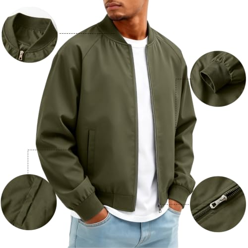Men's Bomber Jacket Varsity Zip Up Casual Lightweight Jacket - image 4