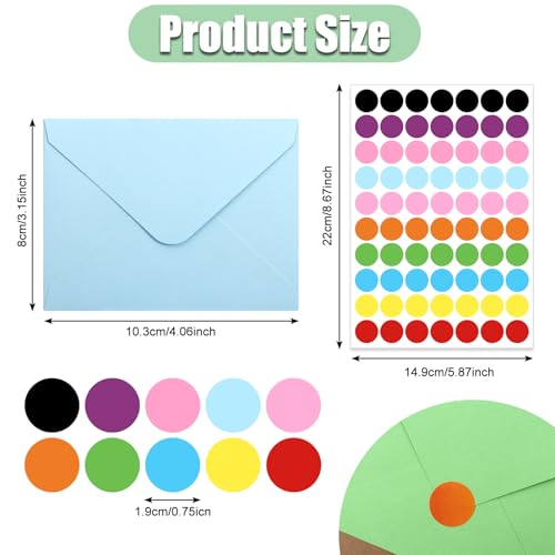 120 Stück Mini Briefumschläge Bunt, 10.3x8cm Farbige Briefumschläge Papier, 15 Farben Kleine Umschläge mit 2 Blatt Selbstklebende Aufklebern für Geburtstage, Hochzeiten, Partys