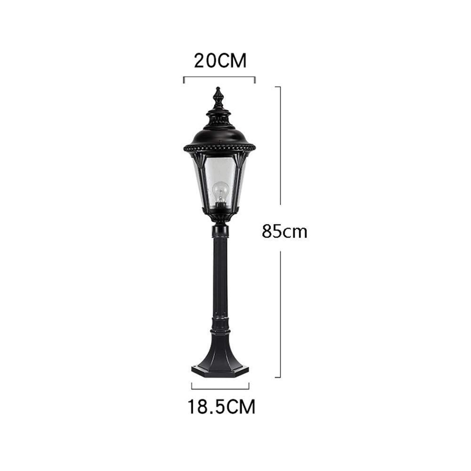 Luces de poste para exteriores, lámpara de poste de luz de poste alto negro de calle E27 tradicional retro al aire libre jardín césped poste luz IP55 impermeable metal aluminio Col, altura 0,85