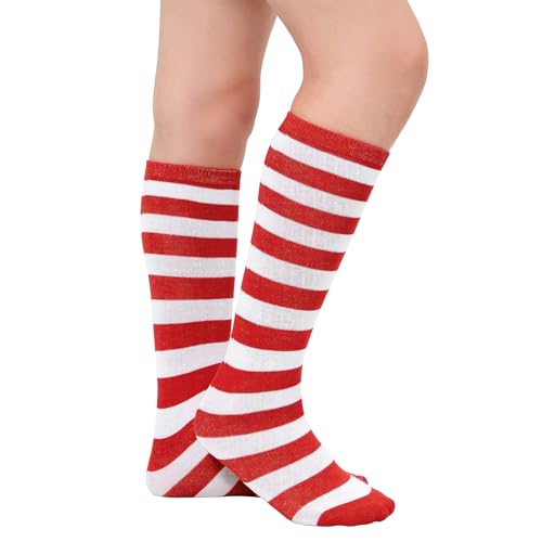 Toddler Stripe Knee High Socks Girls Long Tube Halloween Sock Kids Cotton Stocking Red And White Striped 3-6 Years