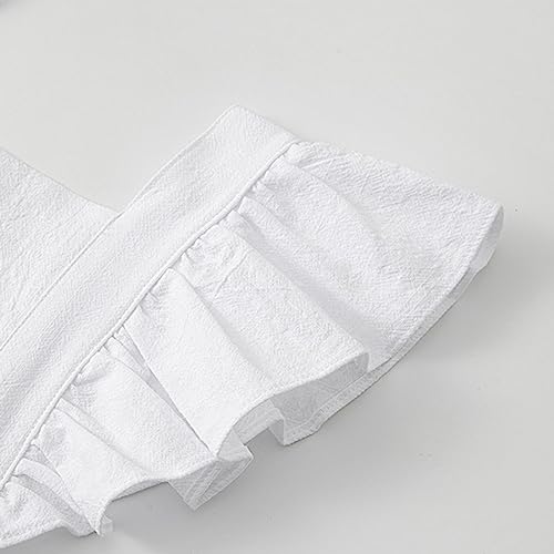 Toddler Girls Flutter Sleeve Pleated Dress Square Neck Solid Fancy Elegant Dresses Baby Kids Formal Dance Clothes4