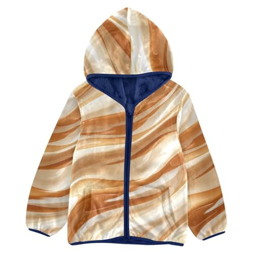 Wavy Pattern Girls Fleece Jacket Girls Fall Jacket Girls Zip Up Hoodie Girls Sherpa Jacket 2-10T