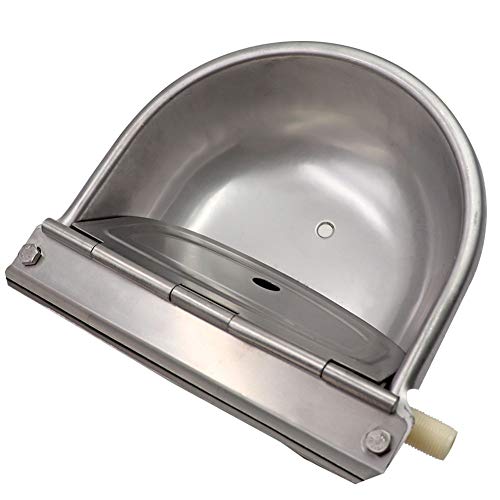Macgoal Stainless Steel Automatic Waterer Bowl With Float Valve Automatic Dog Water Bowl Water Trough For Dog Livestock Pig Chicken Goat Waterer With Drain Plug #TOP7