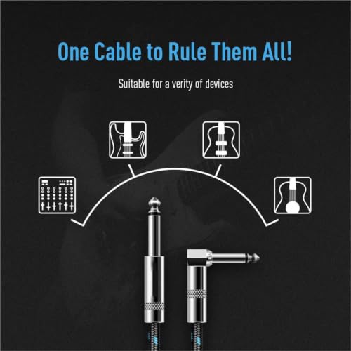 Cable de guitarra trenzado de 6m y jack de 6,35mm recto a acodado 5