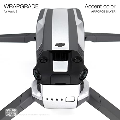 Image of WRAPGRADE Partial Skin Stickers for DJI Mavic 3 Pro Accent Color (Airforce Silver)