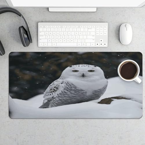 Tapete de escritorio Snow Owl grande de caucho antideslizante miniatura 5