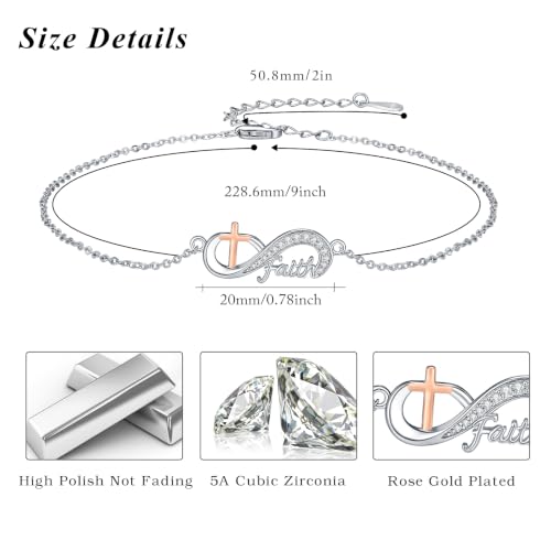Image of MEDWISE Mothers Day Gifts for Mom Women Infinity Anklet 925 Sterling Silver Adjustable Cross Anklet Summer Beach Jewelry Gifts for Daughter Women Wife Mom