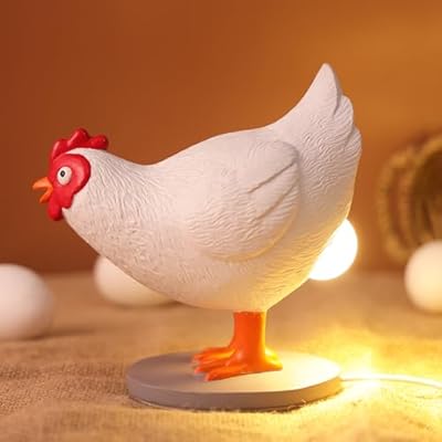 Attivolife Chicken Egg Lamp, Weird Light with USB & Stepless Dimming, Funky Egg Table Lamp Home Resin Decor with Warm Lighting, Birthday Father Day Presents for Dad Women Kid